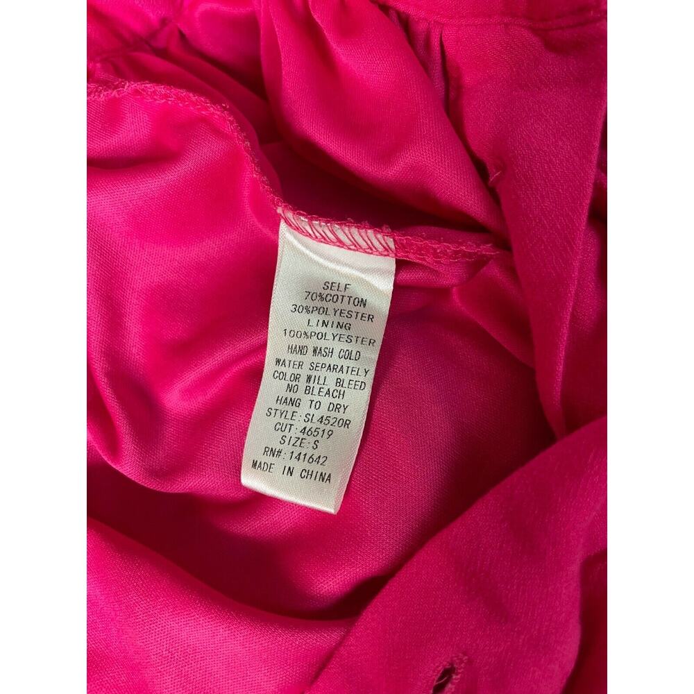 She + Sky Fuchsia Front Button Down Lined Flowy Knee Skirt Pockets Pink Small S - Picture 8 of 10